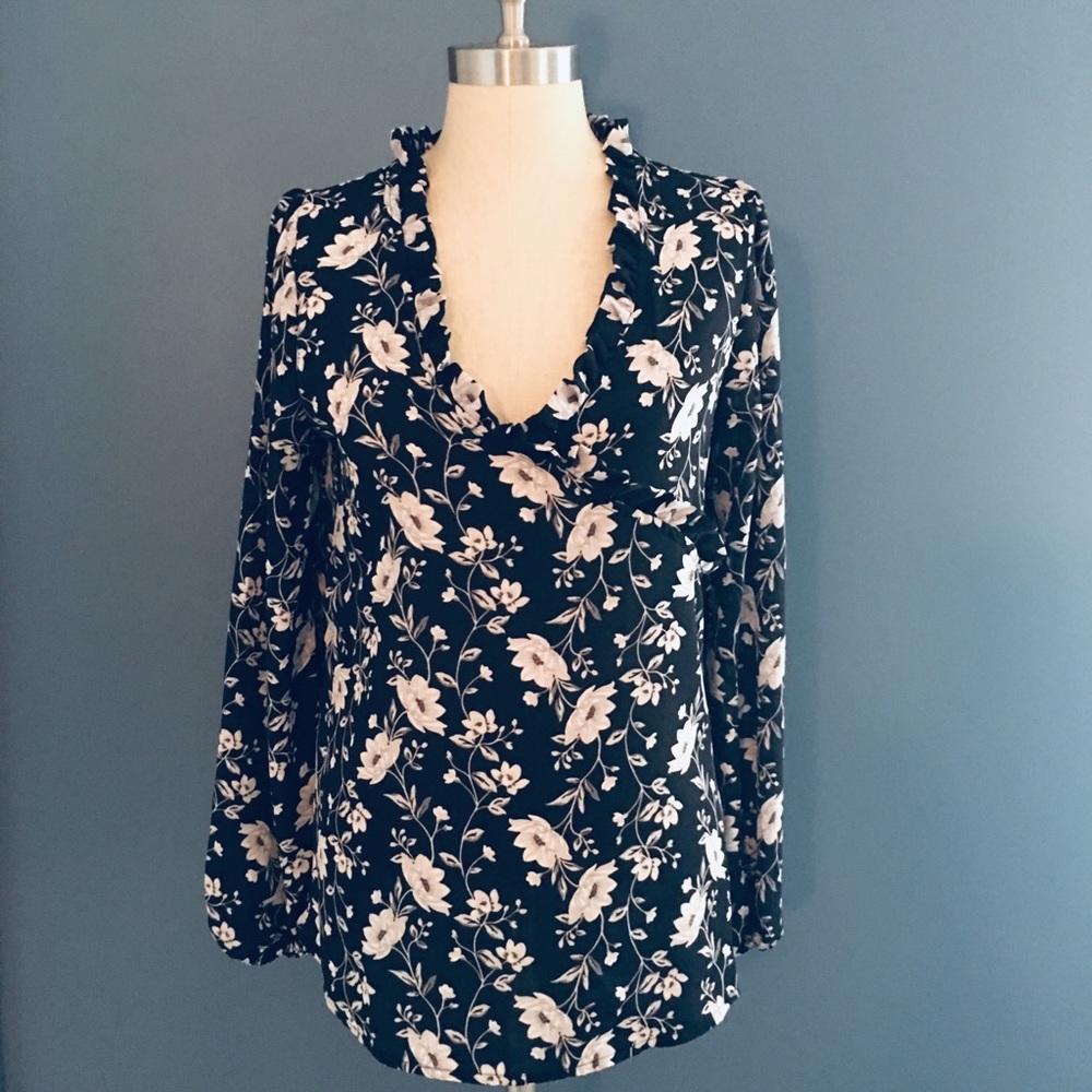 Old Navy floral faux wrap blouse